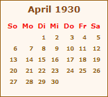 Kalender April 1930