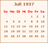 Kalender Juli 1937