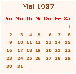Kalender Mai 1937