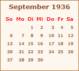 Kalender September 1936