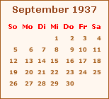 Kalender September 1937