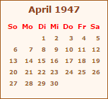 Kalender April 1947