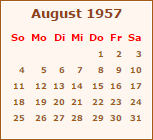 Kalender August 1957