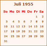 Kalender Juli 1955