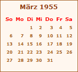 Kalender Mrz 1955