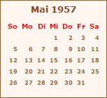Kalender Mai 1957