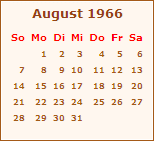Kalender August 1968