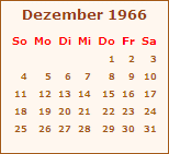 Kalender Dezember 1967