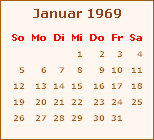 Kalender Januar 1969