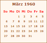 Kalender Mrz 1960