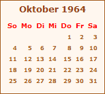 Kalender Oktober 1964