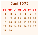 Kalender Juni 1975
