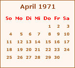 Kalender April 1971