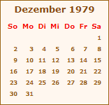 Kalender Dezember 1979