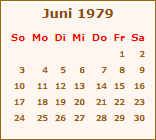 Kalender Juni 1979
