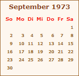 Kalender September 1973