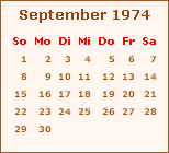 Kalender September 1974