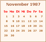 Kalender November 1987