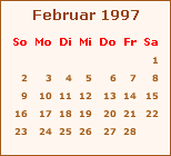 Kalender Februar 1997