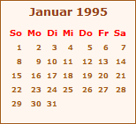Kalender Januar 1990