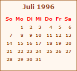 Kalender Juli 1996