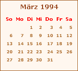 Kalender Mrz 1994