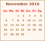 Kalender November 2016