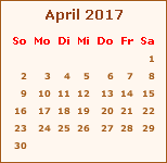 Kalender April 2017