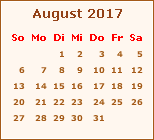 Kalender August 2017