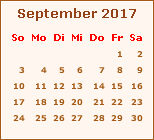 Kalender September 2017
