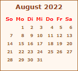 Kalender August 2022
