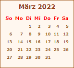Kalender Mrz 2022