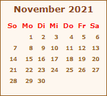 Kalender November 2021