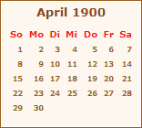 Kalender April 1900