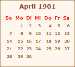 Kalender April 1901
