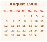 Kalender August 1900