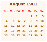 Kalender August 1901