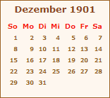 Kalender Dezember 1901