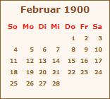 Kalender Februar 1900