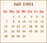 Kalender Juli 1901