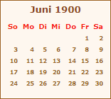 Kalender Juni 1900