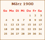Kalender März 1900