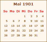 Kalender Mai 1901