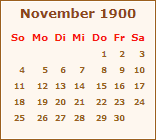 Kalender November 1900