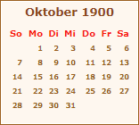 Kalender Oktober 1900