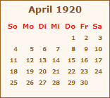 Kalender April 1920