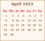 Kalender April 1923