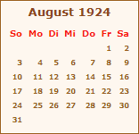 Kalender August 1924