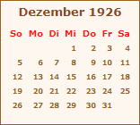 Kalender Dezember 1926