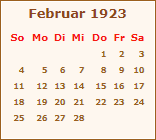 Kalender Februar 1923